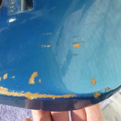 1989 Fender USA Stratocaster relic blue AVRI Reissue Strat guitar body, made by Oscar Pallares image 10
