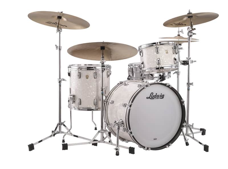 Ludwig Classic Maple White Marine Pearl Downbeat 14x20, 8x12, 14x14 Drum Shells Pack | Made in the USA | Authorized Dealer image 1