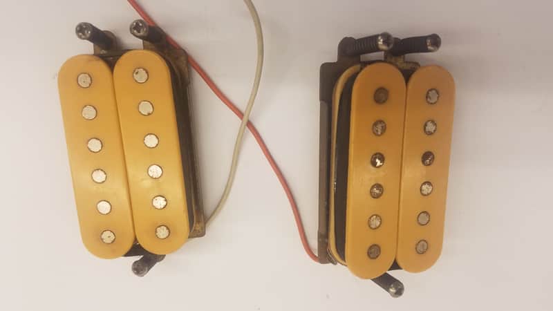 Gibson Japanese Humbuckers Brass plate 3 screw mount  80's cream image 1