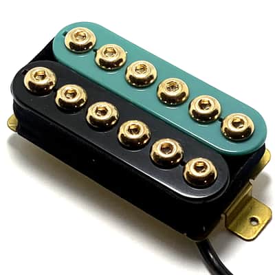 Dragonfire Zebra Crusader Bridge Position Humbucker Pickup ~ Teal Black Zebra & Gold Poles image 2