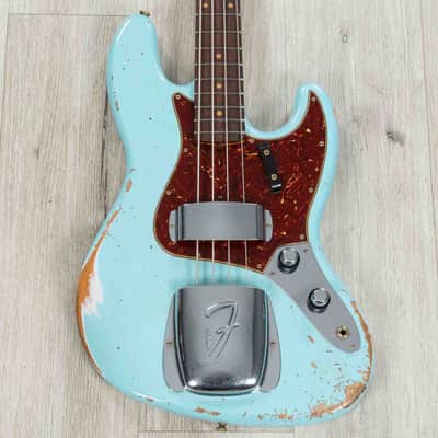 Mint Fender Custom Shop 1961 Jazz Bass Heavy Relic, 3A Rosewood Fingerboard, Faded Aged Daphne Blue image 2