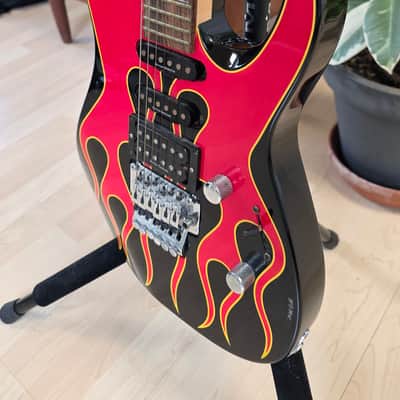 Jackson Dinky Pro Series DK2 MJ Japan Hand Painted Signed Hot Rod Flames Japanes MIJ Super Strat HSS Floyd Rose 2002 Fender First Year image 21