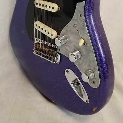 Fender Custom Shop B1 Limited Edition Poblano II Strat Relic Electric Guitar, Purple Sparkle W/ Case image 4