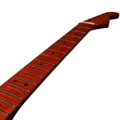 Strat Style neck Roasted flame maple with maple fretboard (Satin) image 5