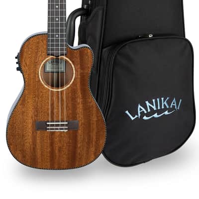 Lanikai All Solid Mahogany Acoustic/Electric Baritone Cutaway Uke Ukulele | +Free Foam Case | Authorized Dealer image 8