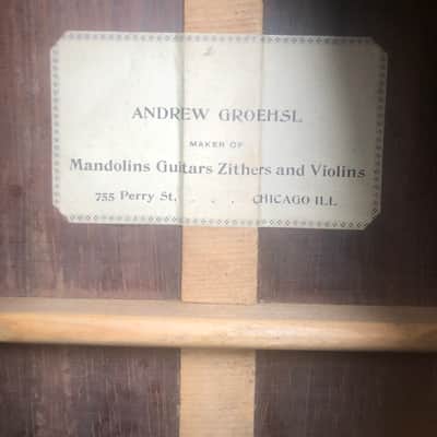Antique Vintage 1896 Andrew Groehsl Chicago, IL Parlor Guitar Project Brazilian Rosewood image 6