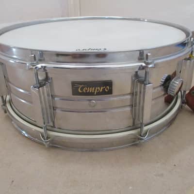 Tempro Vintage 14 X 5 Snare Drum, 8 Lugs, Brilliant Chrome, Muffler, Made In Japan, All Original! image 1