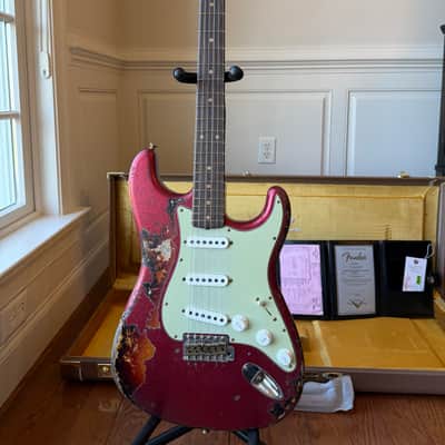2026 Fender Custom Shop ‘61 Stratocaster SR25 Super Heavy Relic - Red Sparkle over 3 Tone Sunburst image 4