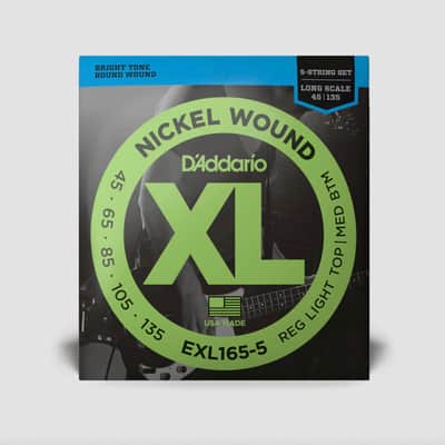 D'addario EXL165-5 Regular Light Top/Medium Bottom Long Scale 5-String Bass Strings image 1