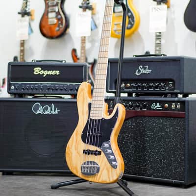 Lakland US Custom 55-60 Vintage J Bass - Natural w/Active Preamp, MOP Block Inlay & White Binding image 1