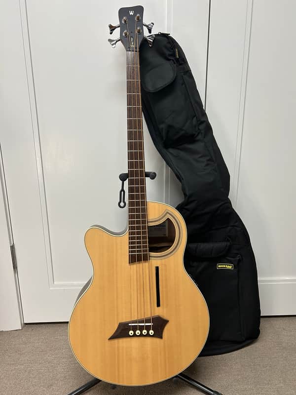 Warwick Rockbass Alien Deluxe 4 String Left Handed Acoustic Electric Bass Guitar - Natural image 1
