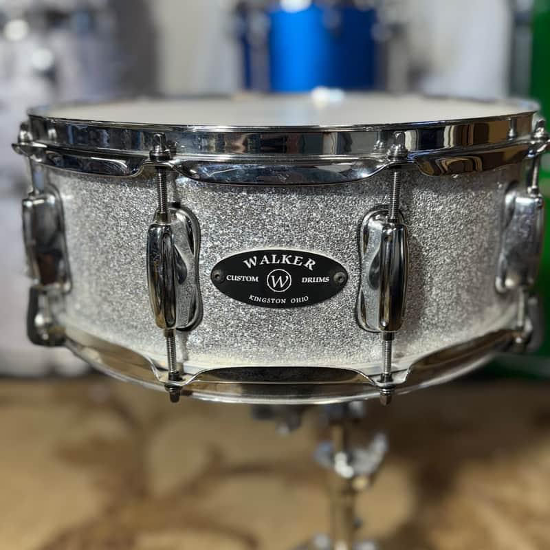 Walker Custom Drums 14x5.5 Silver Sparkle Snare Drum - VIDEO image 1