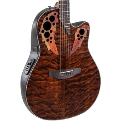 Ovation Celebrity Elite Plus CE44P-TGE Mid-Depth Acoustic-Electric Guitar - Dark Tiger Eye image 7