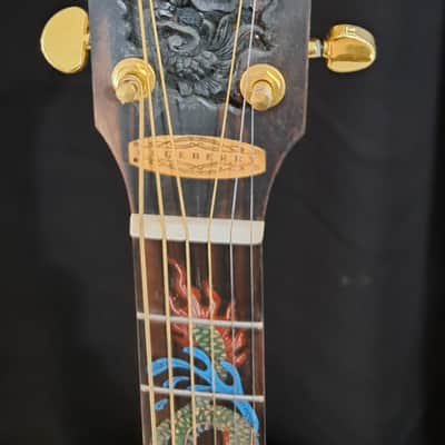 Blueberry NEW IN STOCK Handmade Acoustic Guitar Double Cutaway Dragon with Mango Wood image 13