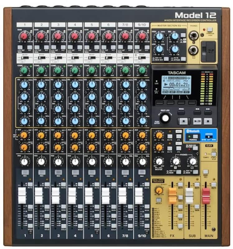 TASCAM Model 12 Multitrack Recorder / Mixer / USB Interface 2020 - Present - Black with Wood Cheeks image 1
