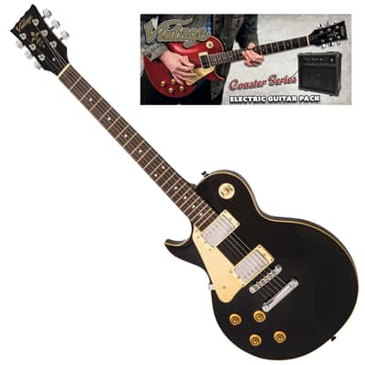 Vintage V10 Coaster Series Electric Guitar Pack ~ Left Hand Boulevard Black image 1