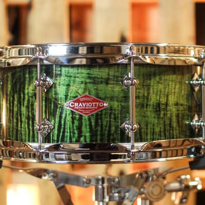 Craviotto 6x14 Private Reserve Curly Maple Ebonized Green Lacquer Snare Drum image 1