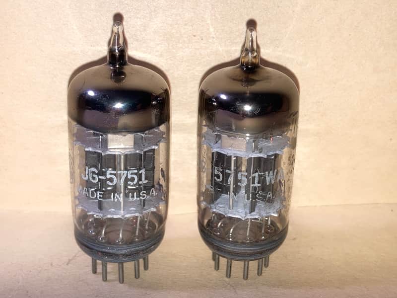 GE 5751 Black Plate Triple Mica JAN Mil-Spec Tubes, Matched Pair, Tested image 1