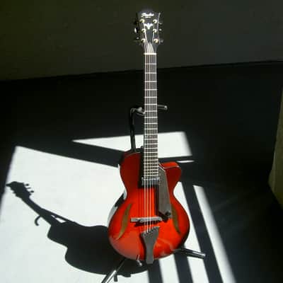 2017 Peerless 12" Serena carved spruce archtop, light travel/ parlor size guitar. Ruby Sunburst, image 22