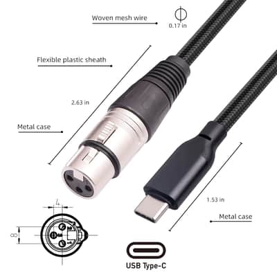 XLR Female to USB C Cable,USB C Microphone Cable 3.3 FT,USB Type-C to XLR Female Cord Connector Adapter Compatible Audio Cord Link Converter Cable USB Type-C Devices For Smartphone or MacBook image 2