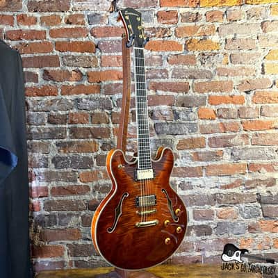 Eastman T186MX Semi-Hollow Electric Guitar w/ Gibson Pickups & HSC (2008 - Root Beer Flame) image 5