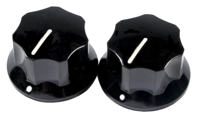 Fender Pure Vintage 1965 Jaguar Skirted Knobs Set of Two Black image 1