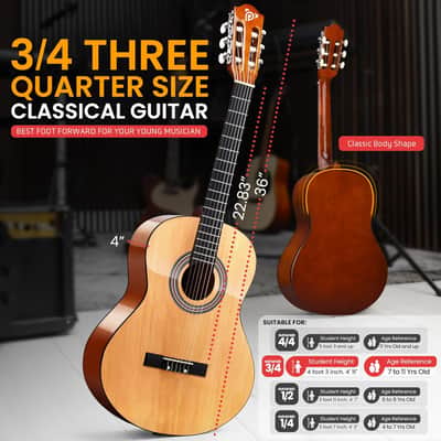 Pyle 36" Left-Handed 3/4 Acoustic Guitar Kit Natural image 4