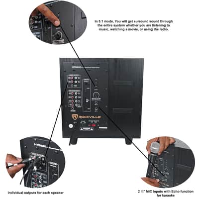 Rockville HTS820 1500w 5.1 Channel Home Theater System Bluetooth/USB+Subwoofer image 19