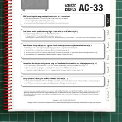 Roland AC-33 — Owners Manual User Guide Instructions — 15 Pages — USA Made image 1