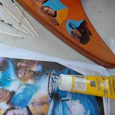 Electric Bass Guitar Star Trek Trekkie Motif Handmade by Bluebeberry with SEymour Duncan Double P Pickups image 8