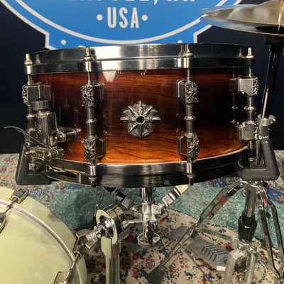 Tama - 6x14" Warlord Collection, Masai Bubinga Snare Drum 2002 - Quilted Bubinga Burst image 6
