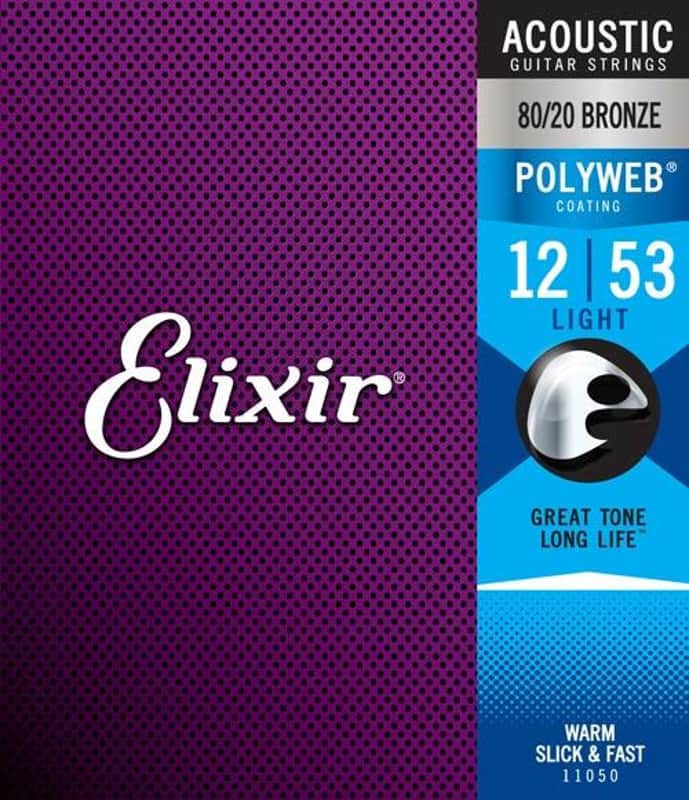 Elixir 11050 Polyweb 80/20 Bronze Light Acoustic Guitar Strings (12-53) image 1