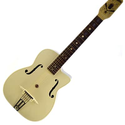 Vintage 1950s Maccaferri G30 Decorated Archtop Plastic Guitar w Original Box + Goodies image 1