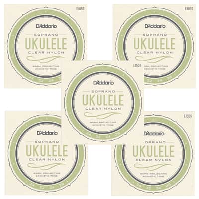 D'Addario Ukulele Strings 5-Pack Pro-Arte Soprano Clear Nylon EJ65S image 1