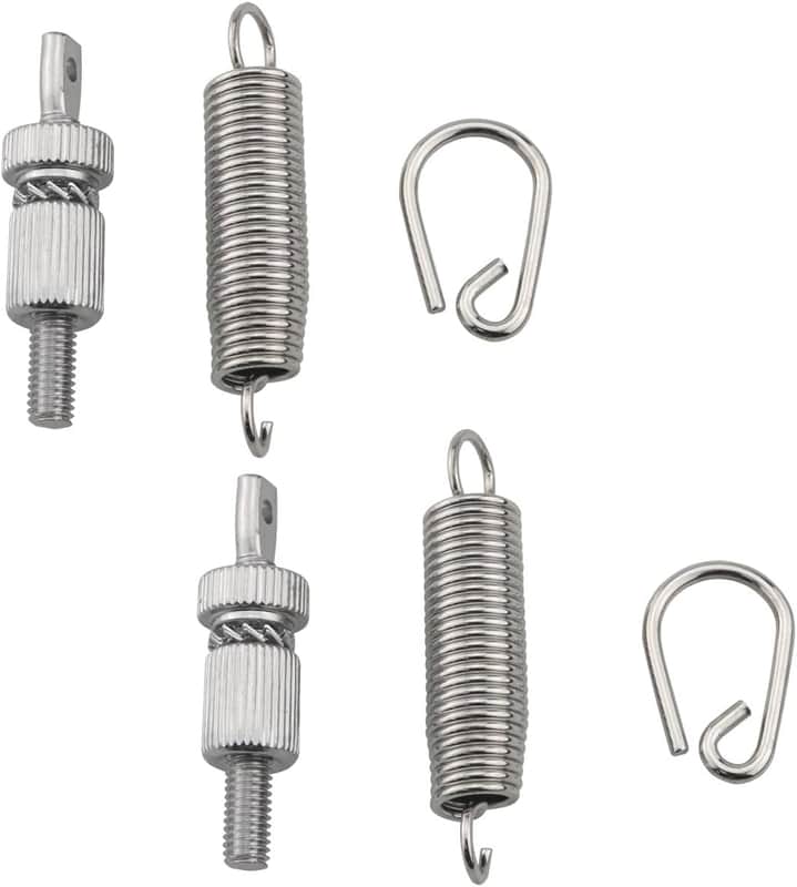 6PCS Pedal Springs for Shelf Drums Silver 2 Piece Springs 2 Piece Hooks 2 Piece Hanger Blocks Bass Drum Pedal Spring Tension Assembly Stainless Steel Spring Percussion Hardware Components image 1