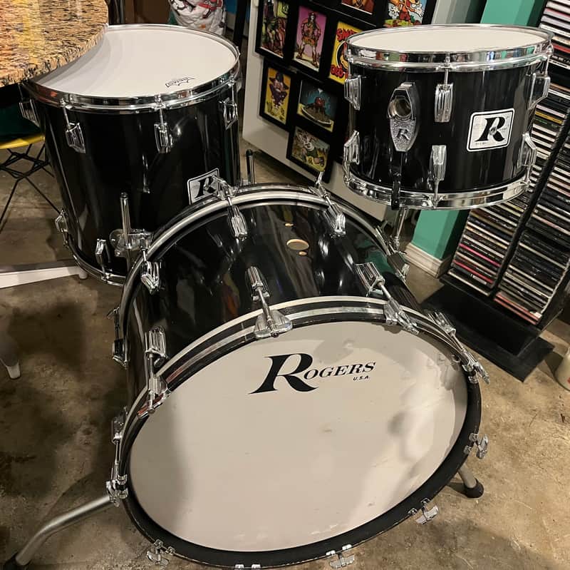 Rogers Big R 13, 16, 22 Londoner 70s black drum set image 1