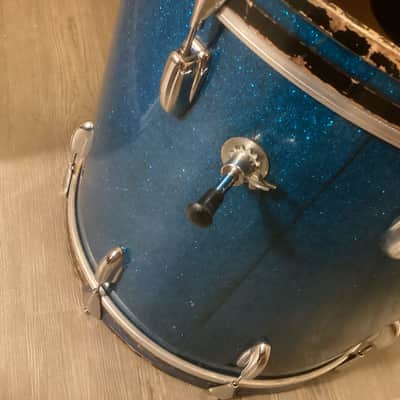 Slingerland 18x20 Bass Drum - Blue Sparkle - converted combo drum - made in Chicago - 1950s 50s vintage image 4