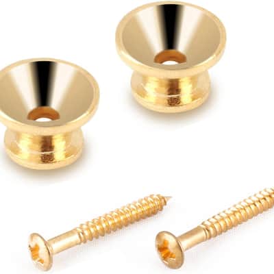 Guitar Strap Locks Metal Guitar Strap Buttons End Pins with Mounting Screws for Folk Acoustic Electric Guitar or Bass Ukulele Set of 2Pcs Bell Style Gold image 1