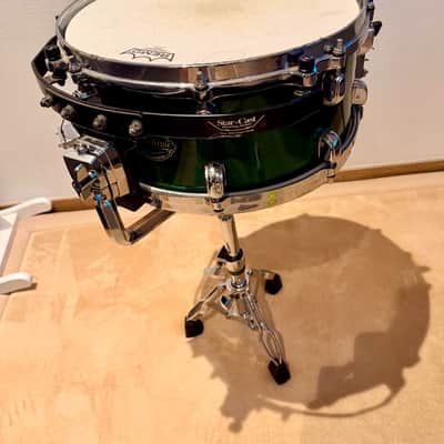 Tama Starclassic Maple 14x6.5 British Racing Green MIJ + Original Air Ride System + Stand image 8