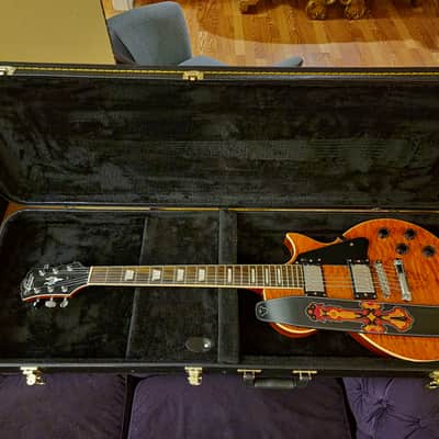 Oscar Schmidt OE20QTE By: Washburn Les Paul Style Electric Guitar With Strap & Hardshell Case image 9