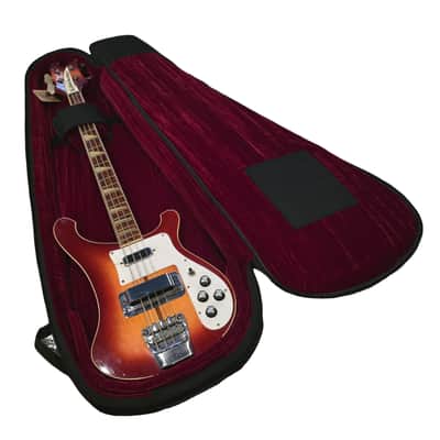 Cumberland Guitars - Embroidered Deluxe Teardrop Electric Bass Guitar Case - Black / Burgundy image 4