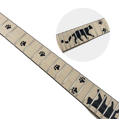 22 Fret Electric Guitar Neck 25.5 inch Maple Wood Neck with Cat Inlay Maple Fretboard, Bolt-On Neck for Builds image 4