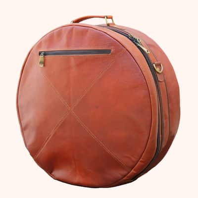 Leather Snare Drum Bag 14 x 5.5" Inch Padded Case with Shoulder Strap and Front Pocket - Brown image 10