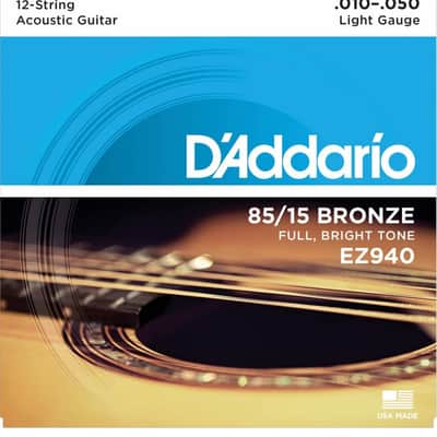 D'Addario EZ930 85/15 12-String Bronze Acoustic Guitar Strings Light 10-47