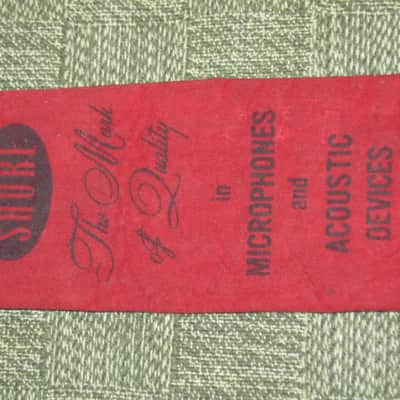 vintage Shure microphone pouch 1960s / 1970s - Outer areas: red thin velvet with black graphic / Inner areas: tan thin canvas (11 & 1/8" x 3") image 9