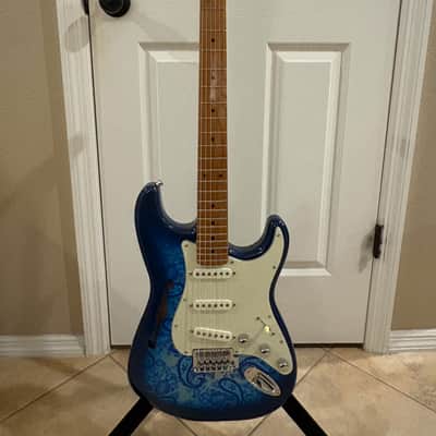 Partscaster Thinline S-Style w/ Fender USA Pure Vintage 65 pickups (Fender Semi-hollow Strat) 2020'a - Blue Paisley image 1