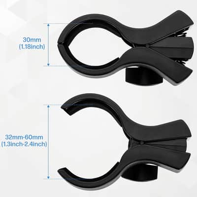 1pcs Large Microphone Clip, Adjustable Mic Holder for Microphones with Outer Diameter Range 1.26" from 2.3", with 5/8" Male to 3/8" Female Screw Adapter(Black) image 2