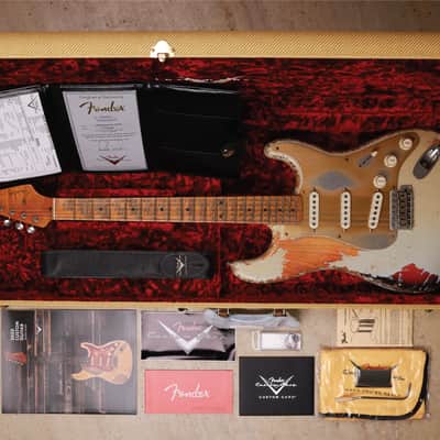 Fender Custom Shop Masterbuilt 1958 Stratocaster Heavy Relic 2020 - Heavily Aged Pale Sonic Blue Over Choc Faded 3-Tone Sunburst (Heavy Relic) image 12