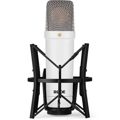 Rode NT1 Signature Series White Cardioid Condenser Microphone Streaming Bundle with Focusrite Scarlett Solo 4th Gen USB-C Audio Interface, Rode PSA1+ White Premium Desktop Boom Arm, and StreamEye Cans50 Closed-Back Studio Headphones image 3