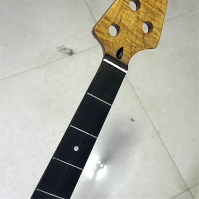 Stainless steel 21 fret Rosewood Roasted Flame Maple Electric Bass Neck part image 4